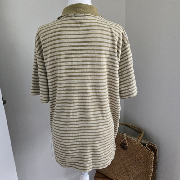J. Crew Mens Large Striped Olive Green Polo Shirt - Picture 2 of 7